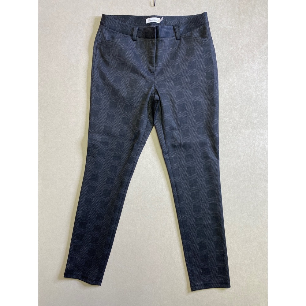 Calvin Klein Womens Grey and black Glen Plaid Slim Tapered Dress Pants Size 10